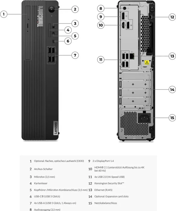 Lenovo ThinkCentre M75s Gen 5 SFF, Raven Black, Ryzen 5 8500G, 16GB RAM, 512GB SSD, DE