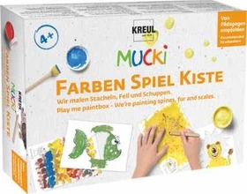 Kreul Mucki Fingerfarbe Farben Spiel Kiste - Wir malen Stacheln, Fell und Schuppen, Set 5 Stück 50ml