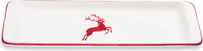 Gmundner Keramik Bordeauxroter Hirsch Stollenplatte 42x16cm