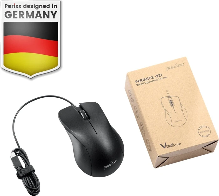 Perixx PERIMICE-221C Silent Ergonomic Mouse, schwarz, USB-C