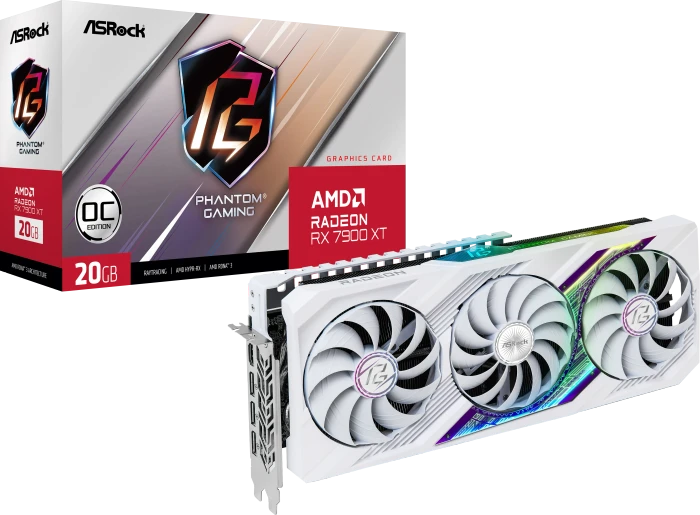 ASRock Radeon RX 7900 XT Phantom Gaming White OC, RX7900XT PGW 20GO, 20GB GDDR6, HDMI, 3x DP