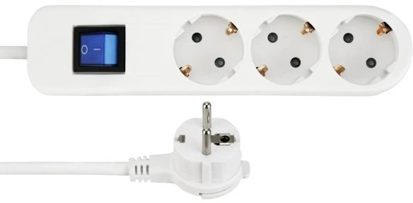 REV Ritter ICE Steckdosenleiste mit Schalter, 3-fach, 1.4m, weiß