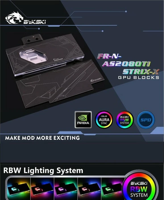 Bykski NVIDIA RTX 2080 ASUS Strix mit Backplate, schwarz