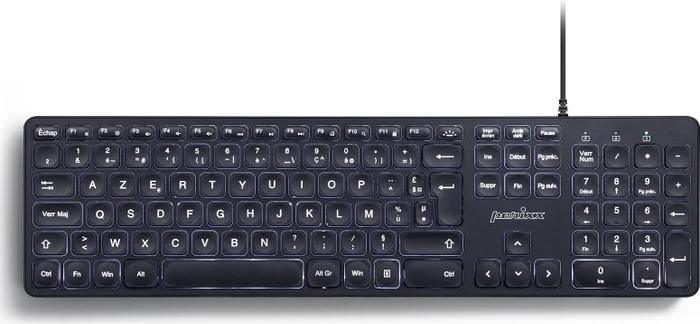 Perixx Periboard-331 Großschrift-Tastatur, schwarz, LEDs weiß, USB, FR