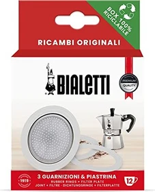 Bialetti 3 Gummidichtung + 1 Filter für 12 Tassen Aluminium