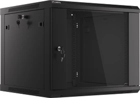 Lanberg WF01 Series 19" Wandschrank 9HE, hängend, Flatpack, V2, Glastür, IP20, RAL 9004, 600mm tief