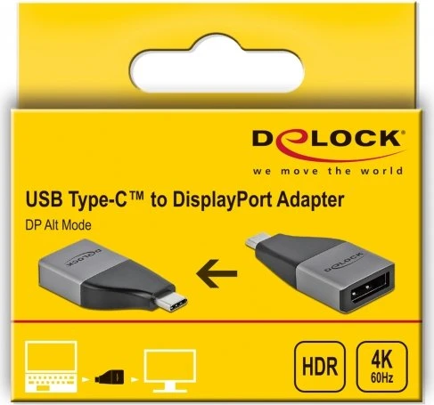 DeLOCK USB Type-C Adapter zu DisplayPort, DP Alt Mode, 4K 60Hz, USB-C 3.0 [Stecker]