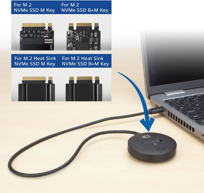 ACT M.2 NVMe/PCIe SSD Dockingstation, USB-C 3.1