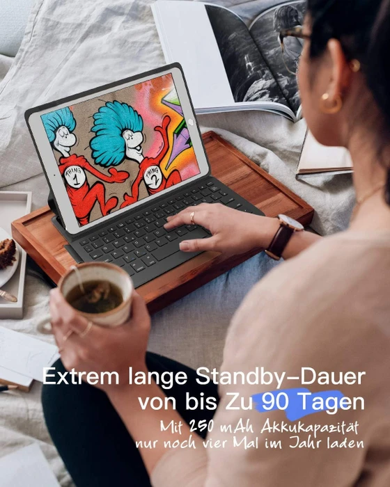 Inateck Ultraleicht Tastatur für iPad 7/iPad 8/iPad 9, iPad Air 3, iPad Pro 10.5, schwarz, DE