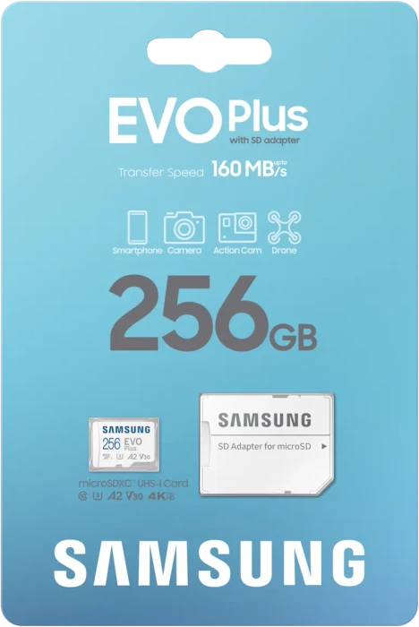 Samsung EVO Plus 2024 R160 256GB Kit, UHS-I U3, A2, Class 10