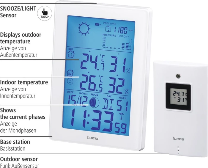 Hama EWS-3200 Funkwetterstation weiß, digital