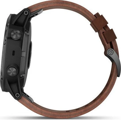 Garmin Fenix 5X Plus Sapphire grau mit Lederarmband