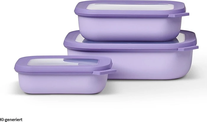 Mepal Multischüssel Cirqula rechteckig flach Aufbewahrungsbehälter-Set nordic lilac, 3-tlg.
