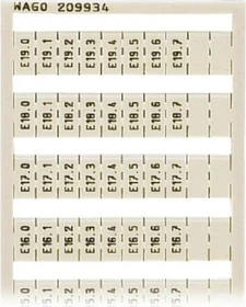 Wago WSB-Beschriftungskarte als Karte bedruckt E10.0, E10.1, ..., E19.6, E19.7 (je1x) nicht dehnbar Aufdruck senkrecht aufrastbar weiß