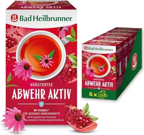Bad Heilbrunner Abwehr Aktiv Kräutertee Beutel, 20 Stück