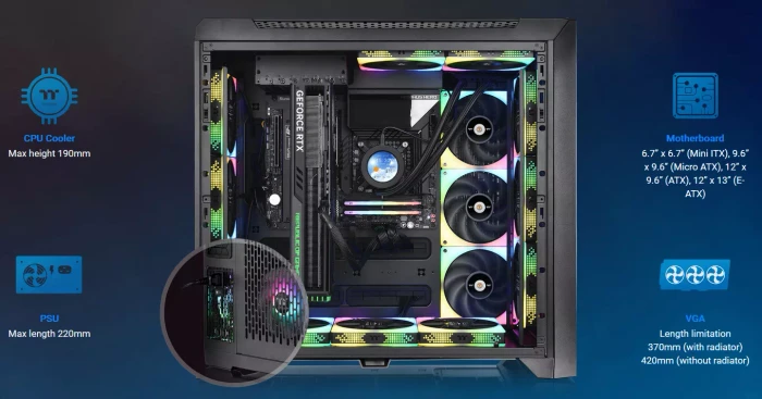 Thermaltake CTE C750 TG ARGB, schwarz, Glasfenster