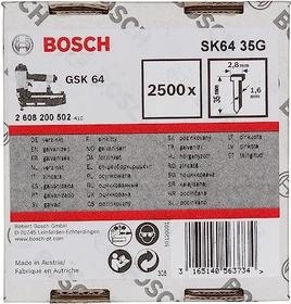 Bosch Professional SK64 35G Senkkopf-Stift verzinkt Tacker-Nägel, 35x1.6mm, 2500 Stück