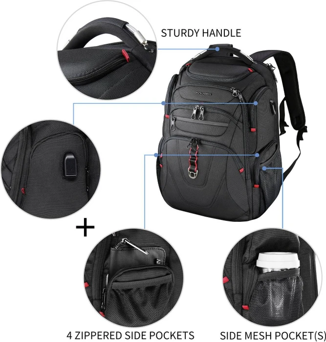 Kroser Notebook Rucksack, passend für maximal: 43,9 cm (17,3"), schwarz