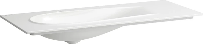 Laufen Ilbagnoalessi Möbelwaschtisch Slim, ohne Überlauf, inkl. Ablaufventil mit Ventilabdeckung Keramik, 1 Hahnloch, weiß matt