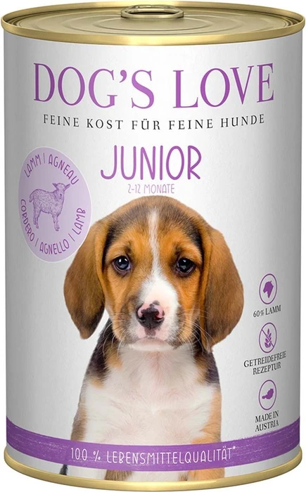 PetCo Dog's Love Junior Lamm mit Kürbis und Kamille, 2.40kg (6x 400g)