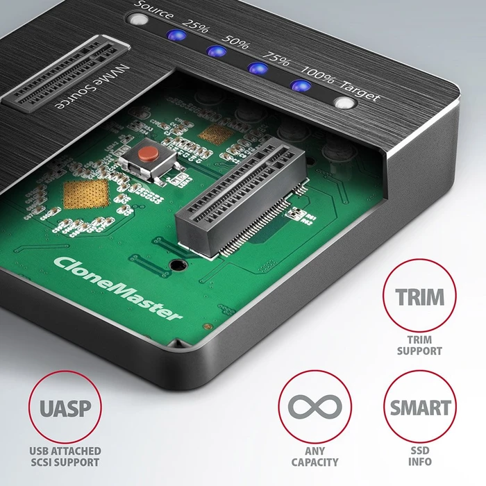 Axagon M.2 PCIe Clone Master Dockingstation, USB-C 3.1