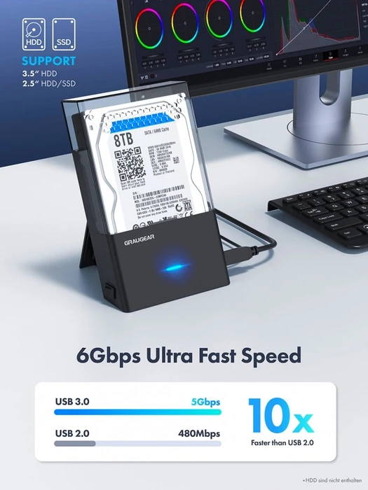 Graugear G-3502-AC USB 3.0 Docking Station, 2.5"/3.5", USB-B 3.0