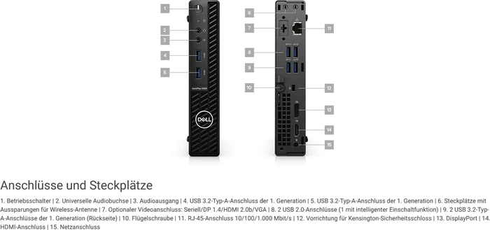 Dell OptiPlex 3080 MFF, Core i3-10100T, 8GB RAM, 256GB SSD
