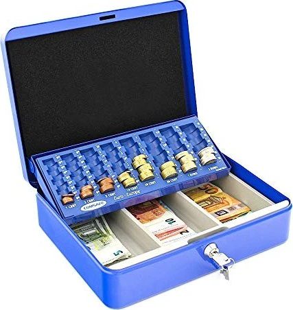 Rottner Wien Geldkassette, blau, Schlüsselschloss