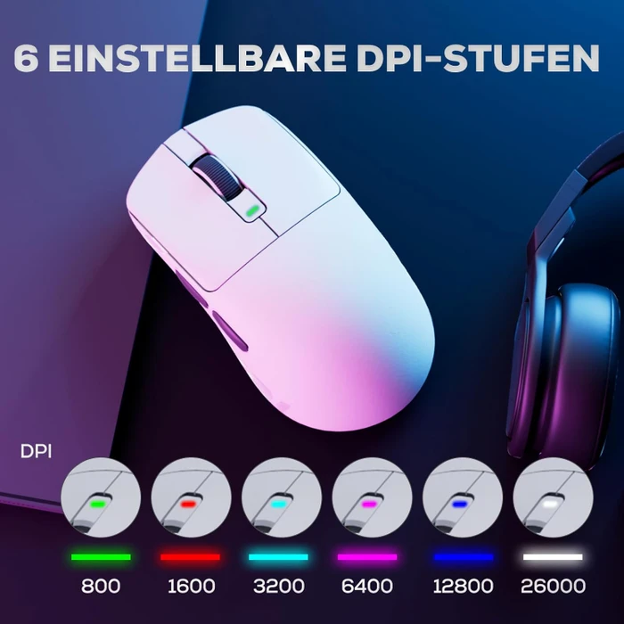 RK Royal Kludge M3 8K Wireless Gaming Mouse, Panda weiß/schwarz, USB/Bluetooth
