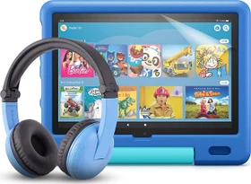 Amazon Fire HD 10 KFTRWI 2021, ohne Werbung, blau, 32GB, inkl. BuddyPhones PlayTime Headset und Displayschutzfolie, Kids Edition