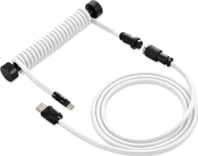 Sharkoon Skiller SGK50 Aviator Cable Set, USB-C [Stecker] auf USB-A [Stecker], Tastaturkabel (Spiral-Textilkabel), 1.85m, schwarz/weiß