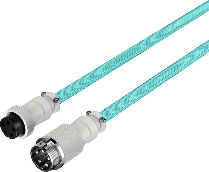 HP HyperX Coiled Cable USB-C auf USB-A, Tastaturkabel (Spiral-Textilkabel), 1.22m, grün/weiß