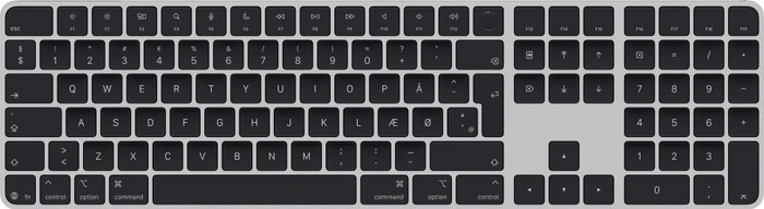 Apple Magic Keyboard mit Touch ID und Ziffernblock für Mac mit Apple Chip (USB-C), schwarz/silber, USB/Bluetooth, DK
