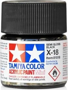 Tamiya Acrylic Paint X-18 satin black, 10ml