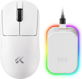 Mchose A7 V2 Pro+ 8K Lightweight Wireless Gaming Mouse mit Ladestation, weiß, USB/Bluetooth