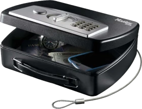 Master Lock P008EML Digital Safe Tresor, schwarz, Schlüsselschloss/mechanische Zahlenkombination