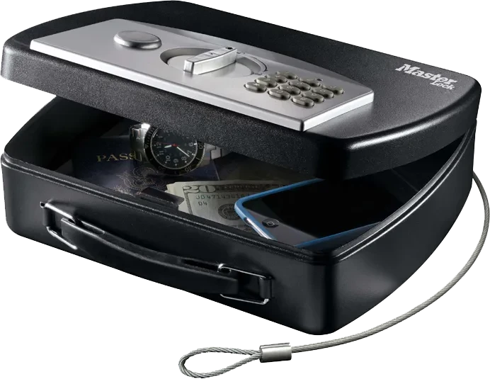 Master Lock P008EML Digital Safe Tresor, schwarz, Schlüsselschloss/mechanische Zahlenkombination