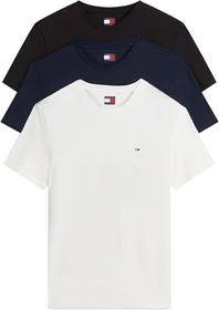 Tommy Hilfiger Flag Extra Slim 3er-Pack T-Shirt kurzarm ecru/black/dark night navy (Herren)