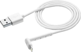 Cellularline Stand Cable, USB-A Stecker auf Lightning Stecker, 90° gewinkelt, weiß, 1.2m (USBDATASTANMFI1MW)
