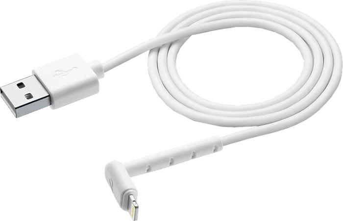 Cellularline Stand Cable, USB-A Stecker auf Lightning Stecker, 90° gewinkelt, weiß, 1.2m