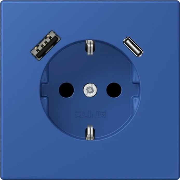 Jung Serie LS SCHUKO-Steckdose mit USB-Ladegerät Safety+, bleu outremer 59