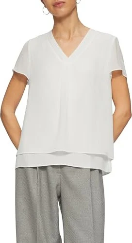 s.Oliver Layering-Bluse aus Chiffon T-Shirt kurzarm ecru (Damen)