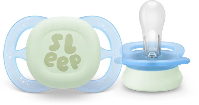 Philips Avent SCF075/08 ultra start Nighttime Beruhigungsschnuller, 0-2M, Silikon, blau/grün, 2 Stück