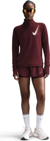 Nike Swoosh Dri-FIT 1/2-Zip Laufshirt langarm dark team red (Damen)