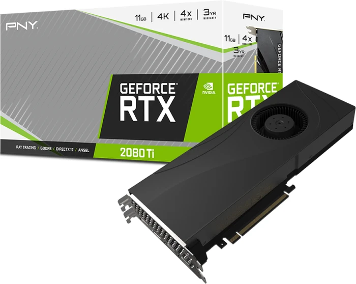PNY GeForce RTX 2080 Ti Blower V2, 11GB GDDR6, HDMI, 3x DP