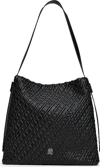 Tommy Hilfiger Geflochtene Hobo mit TH-Monogramm Schultertasche schwarz