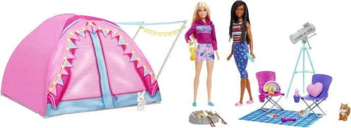Mattel Barbie - Abenteuer zu zweit Camping-Spielset mit Zelt
