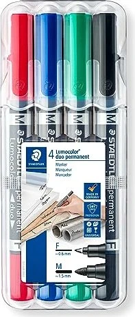 Staedtler Lumocolor duo 348 permanent sortiert, 4er-Set