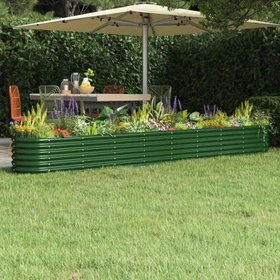 vidaXL Stahl Hochbeet oval 322x40cm grün