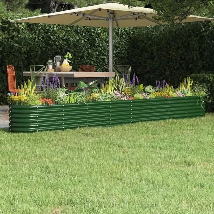 vidaXL Stahl Hochbeet oval 322x40cm grün